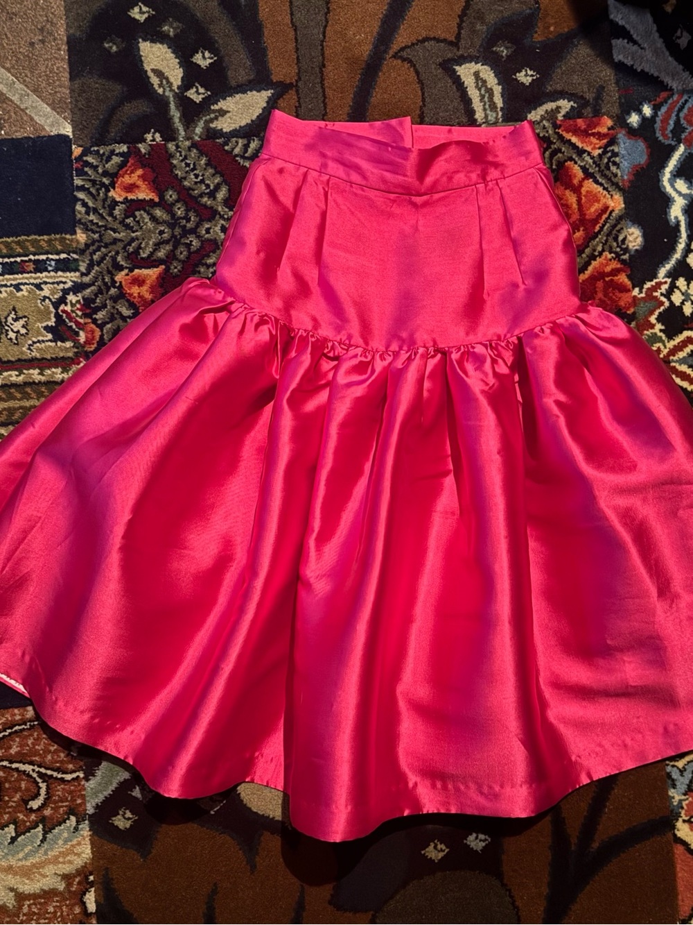 Women's Hot Pink Twill Satin Drop Waist Full Skirt Crinoline 6